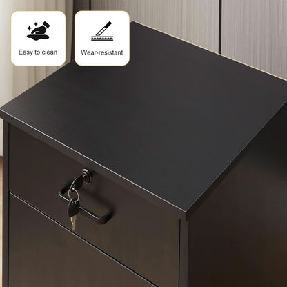 Mobile File Cabinet With Lockable Drawer And Four Wheels Black