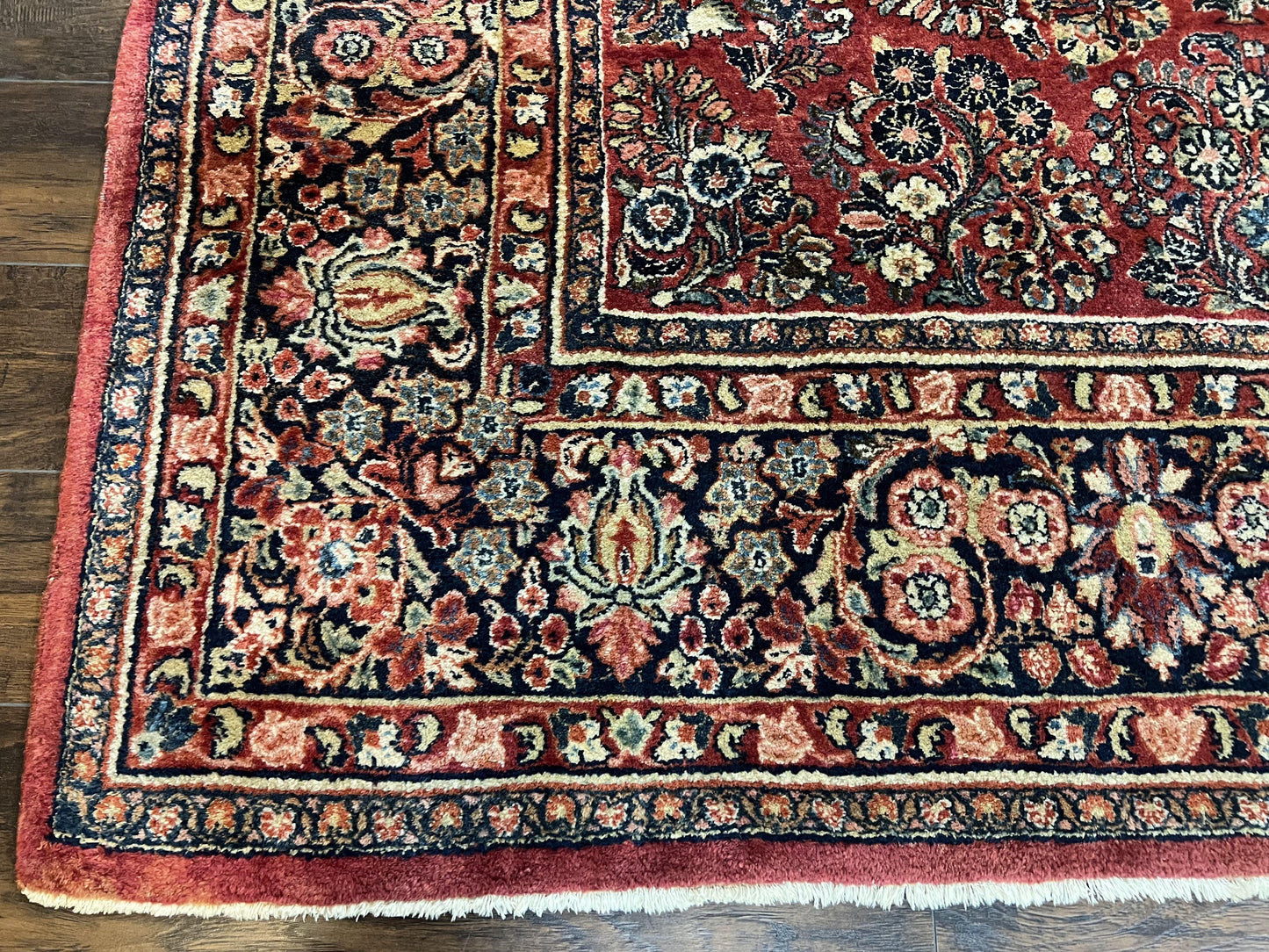 1920s Persian Sarouk Rug 9x12, Red Persian Carpet, High Quality Persian Rug, Allover Floral Pattern, Antique Oriental Rug, Wool Handmade Room Sized