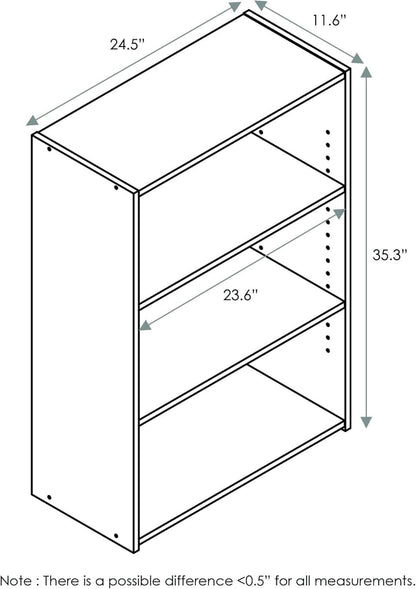 Soft White 3 Tier Bookcase With Open Shelves Living Room