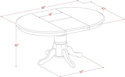 Oval Dining Table 42x60 Inch Butterfly Leaf Finish