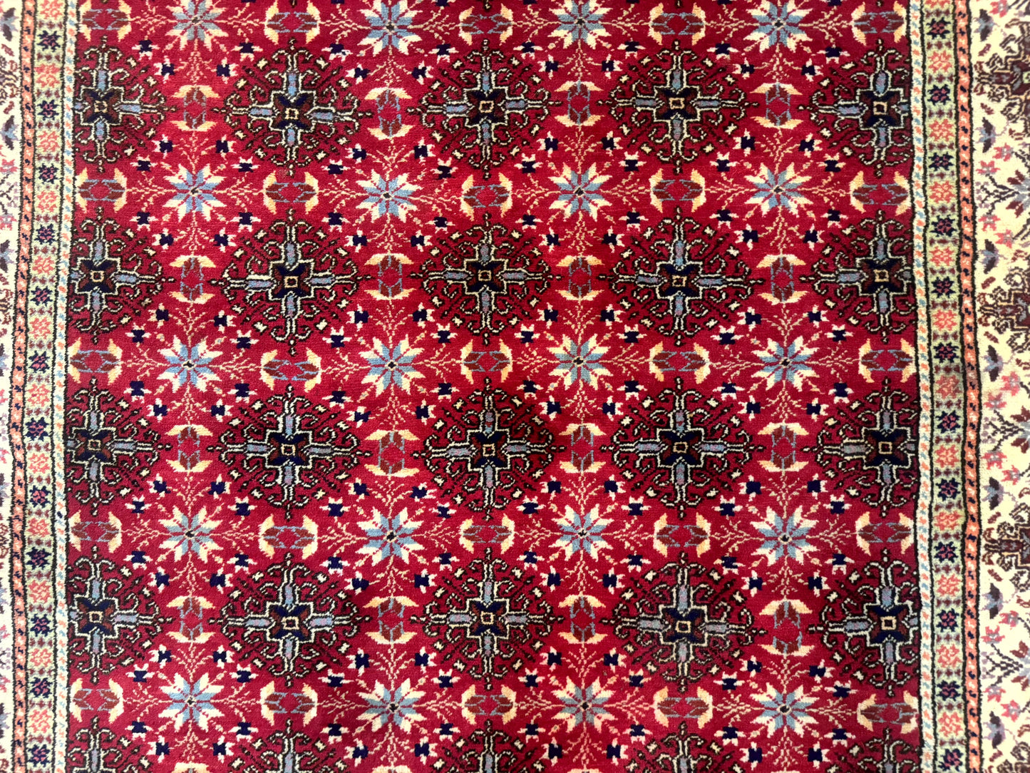 Turkish Sivas Rug 4x6, Red and Cream, Allover Design, Handmade Vintage