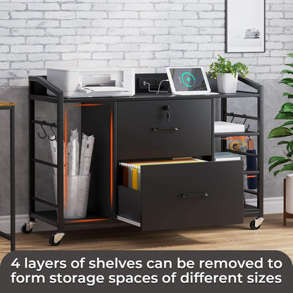 44 Inch 2 Drawer File Cabinet For Home Office Black
