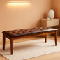 Oversized Brown Faux Leather Upholstered Ottoman Bench