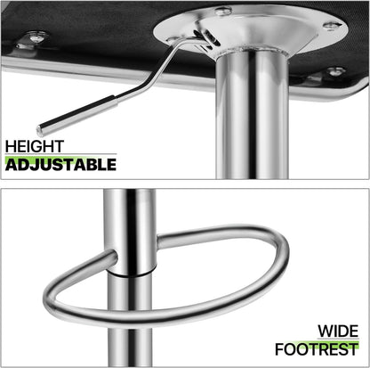 Height Adjustable Grey PU Leather Bar Stools Set Of 2