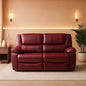 Red Faux Leather Reclining Loveseat With Manual Recline