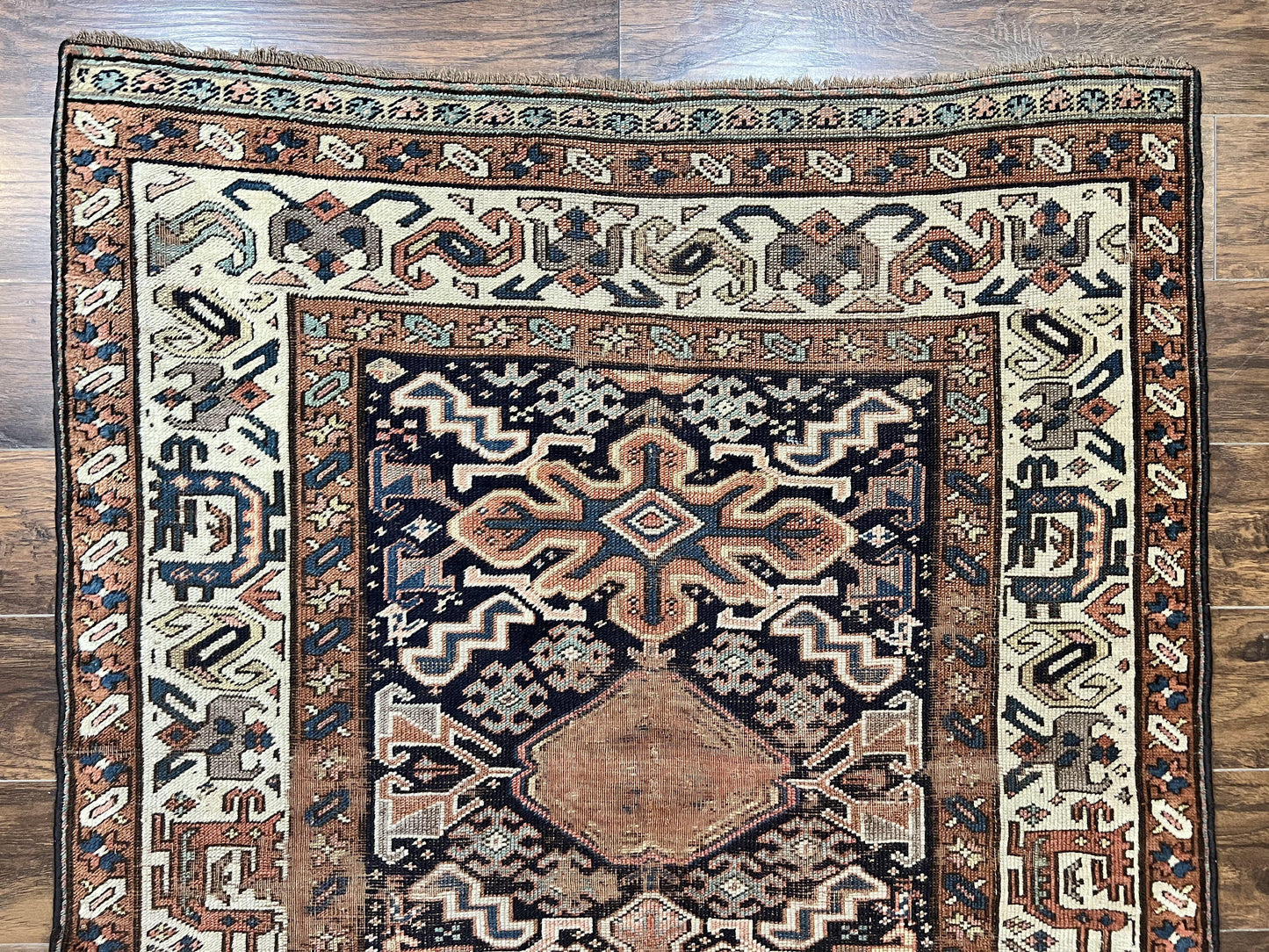 Antique Persian Tribal Runner Rug 4.6 x 9.8, Kurdish Runner, Rug for Hallway or Kitchen, 1920s Carpet, Wool Handmade Rug