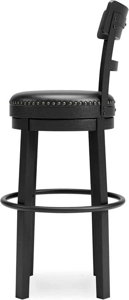 Valebeck 30.38 Black Upholstered Pub Height Swivel Barstool
