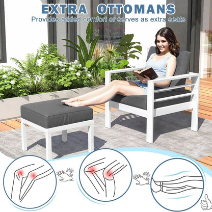 Modern Aluminum Patio Furniture Set with Cushions and Table