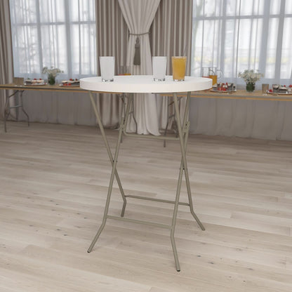 Round Folding Bar Table White 43 Inch Height Plastic