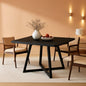 Square 31.5 Inch Industrial Dining Table Black Wood Panels
