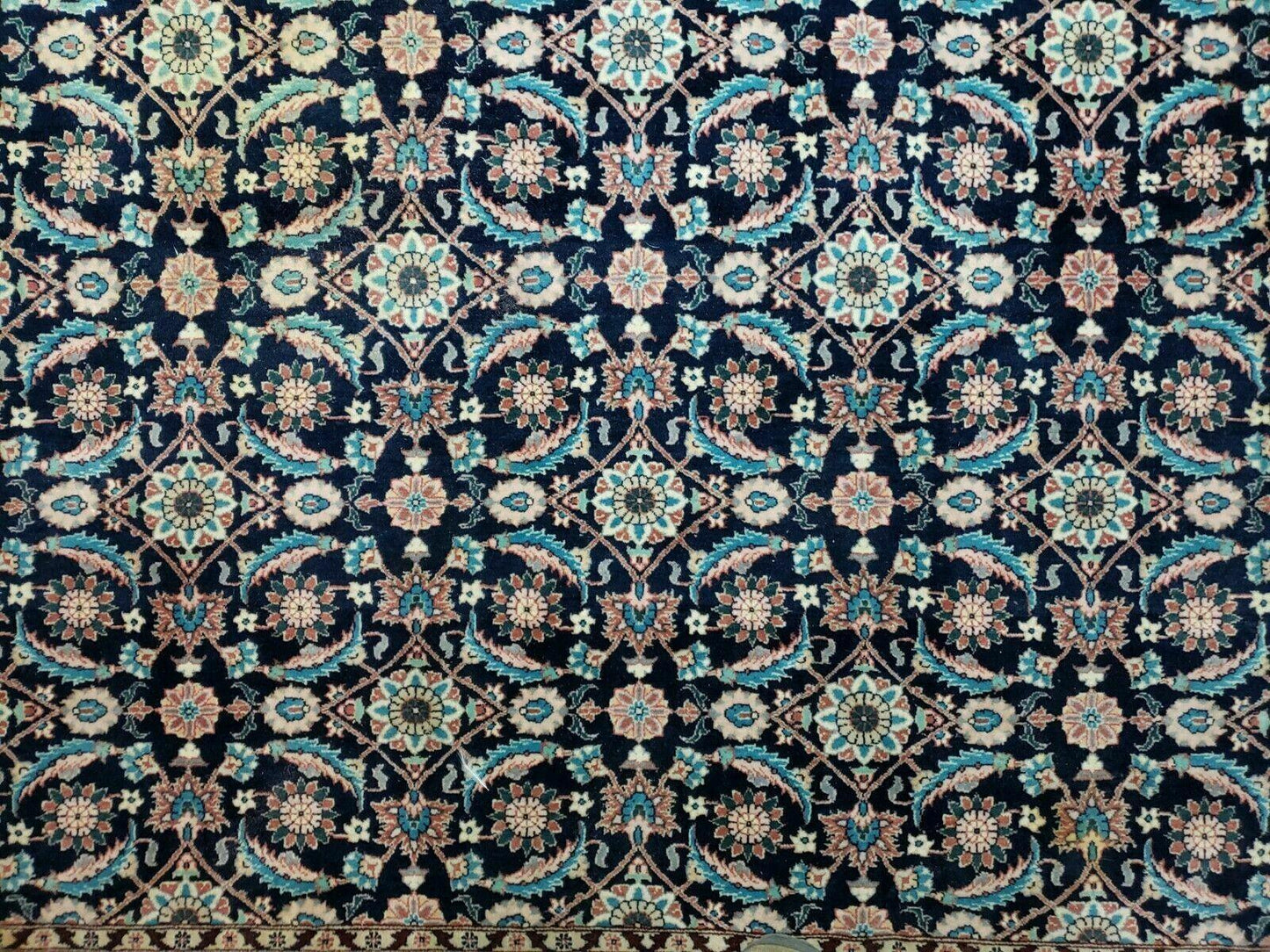 6' X 6' Gorgeous Handmade India Floral Oriental Wool Rug Square Blue Carpet Wow