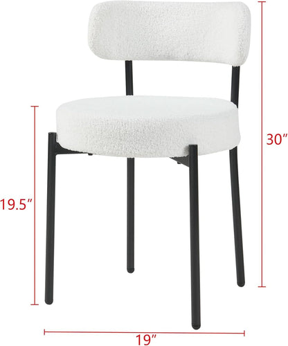 White Boucle Dining Chairs Set Of 2 For Dining Room