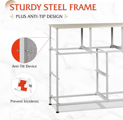 Light Grey Dresser TV Stand 45 Inch TV With Fabric Drawers