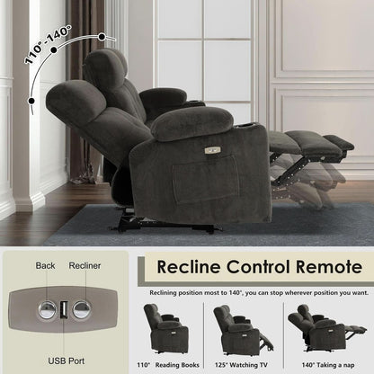 Power Reclining Sofa Set With Massage And USB Ports