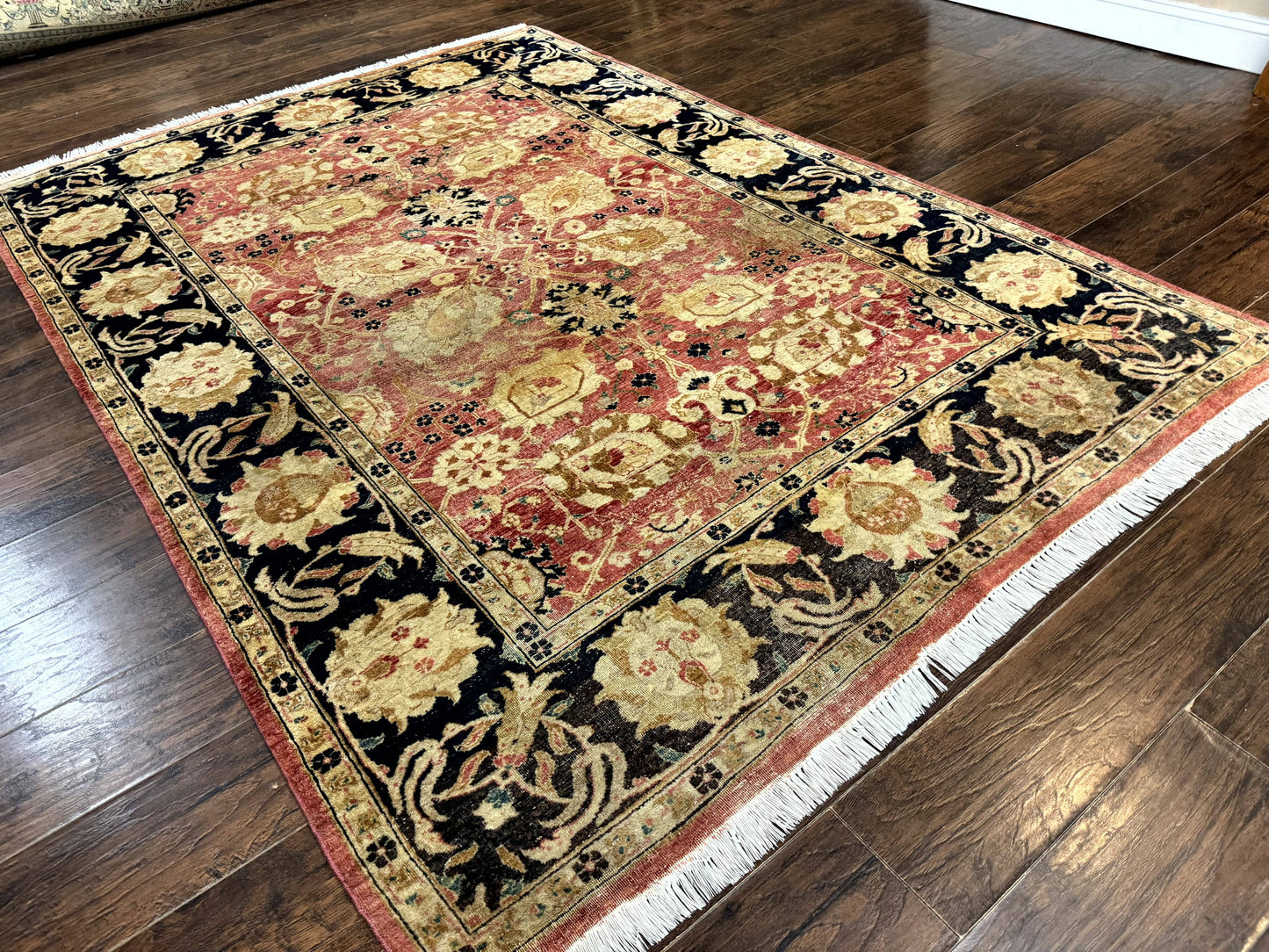 Indian Agra Rug 6x9, Allover Pattern, Traditional Wool Oriental Carpet