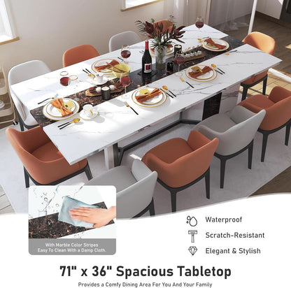 71 Inch Marble Top Dining Table For Home Kitchen Modern