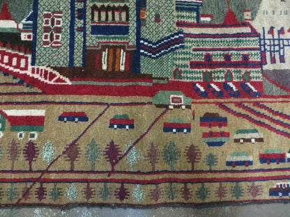 3' X 5' New Vintage Handmade Afghan Balouch Tribal Wool Pictorial Rug # 302