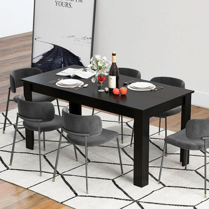 63 Inch Black Dining Table For 6 Modern Home Kitchen