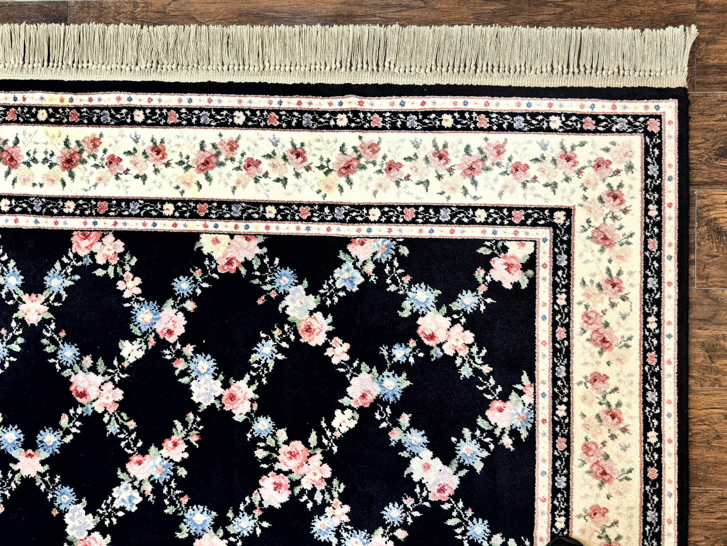 Karastan Rug 8.8 x 12, Garden of Eden #509/1270, Ebony Trellis, Vintage Discontinued Wool Pile Karastan Carpet