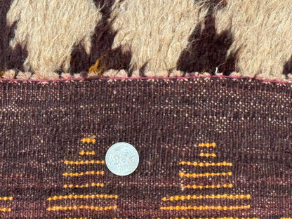 Shaggy Balouch Rug 3x4, Tribal Rug, Afghan Rug, Brown, Multicolor