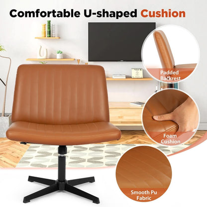 Criss Cross Armless Office Chair Height Adjustable Brown