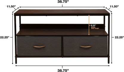 Dresser Style TV Stand With Two Drawers And Wood Top