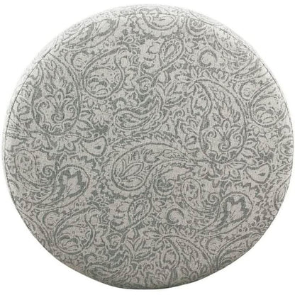 Gray Floral Storage Ottoman Large Round For Living Room
