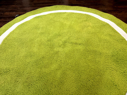 Large Round Rug 9x9, Vintage Retro Design, Lime Green