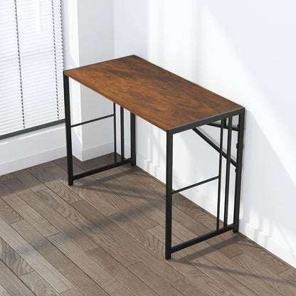 35 Inch Folding Computer Desk For Small Spaces Mahogany