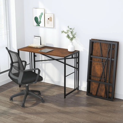 35 Inch Folding Computer Desk For Small Spaces Mahogany