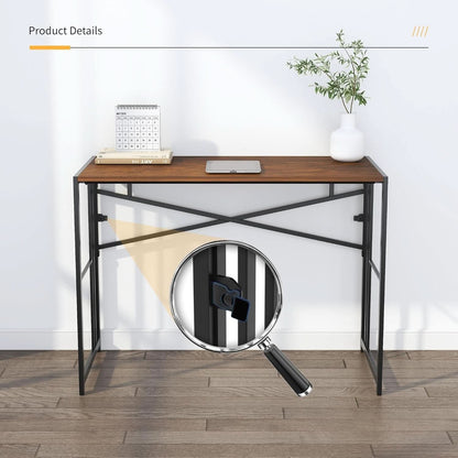 35 Inch Folding Computer Desk For Small Spaces Mahogany