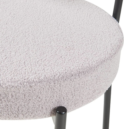 Round Upholstered Boucle Dining Chair Grey With Black Legs