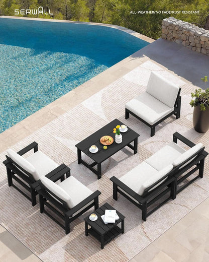 HDPE Outdoor Patio Furniture Set 7 Piece All Weather