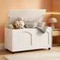 White Wooden Storage Bench On Wheels