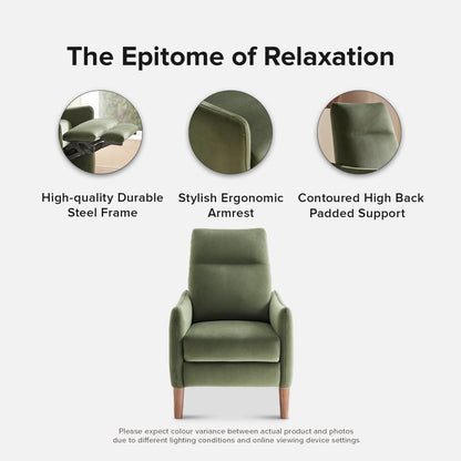 Arthur Olive Green Velvet Recliner Chair With 3 Positions