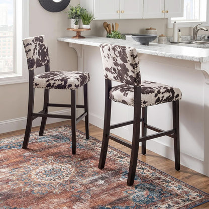 Stylish Cowhide Print Bar Stool with Comfortable Padded Seat