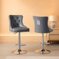 Velvet Adjustable Swivel Bar Stools Dark Grey Set Of 4
