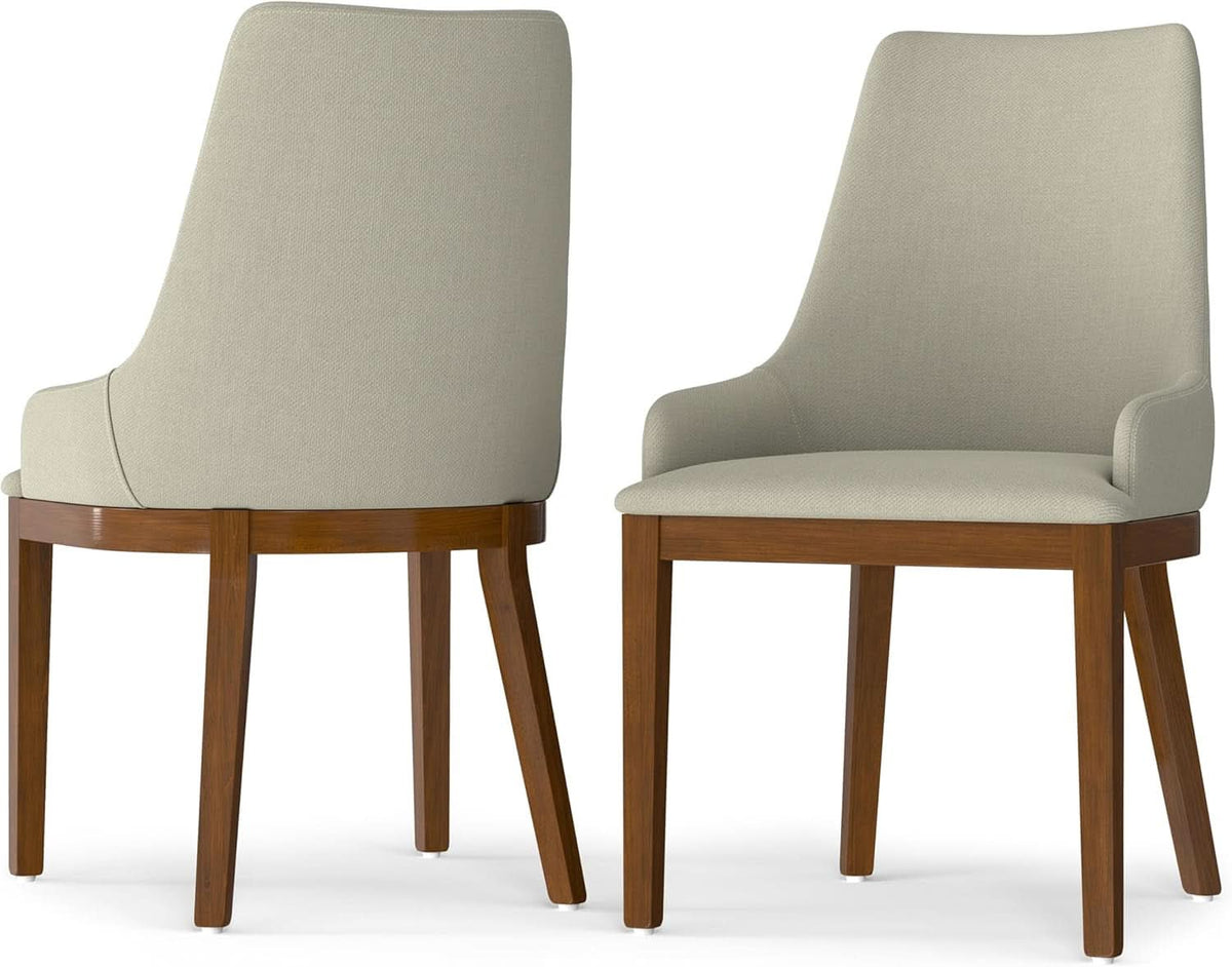 Stephanie Contemporary Dining Chair Set Of 2 In Natural Linen Look Fabric
