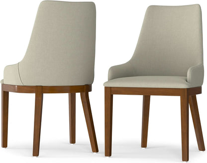 Stephanie Contemporary Dining Chair Set Of 2 In Natural Linen Look Fabric