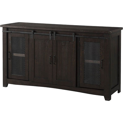 Espresso TV Stand With Sliding Barn Doors Solid Pine