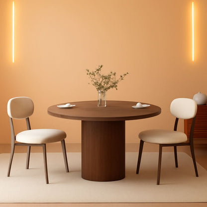 47 Inch Walnut Round Dining Table Farmhouse Kitchen