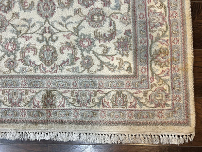 Indo Persian Rug 4x6, Vintage Handmade Wool Carpet, Floral Allover Pattern, Beige, Pair B