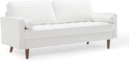 Valour Performance Velvet Sofa White Mid Century Modern
