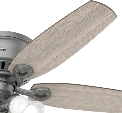 52 Inch Matte Silver LED Ceiling Fan With Integrated Light