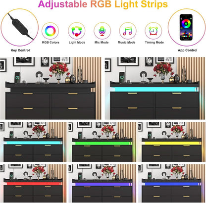 Six Drawer Dresser With LED Illumination Enhancement