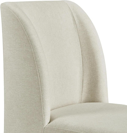 Beige Upholstered Dining Chairs Mid Back With Metal Legs 2