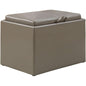 Gray Storage Ottoman With Reversible Tray Top Modern Design