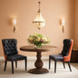 Leather Dining Chair Set Of 2 Tufted Black And Orange