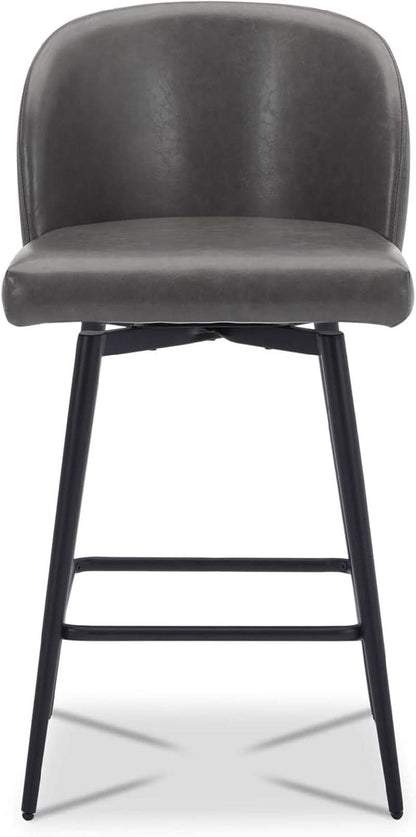 Counter Height Bar Stools Set of 3 26in Grey Faux Leather