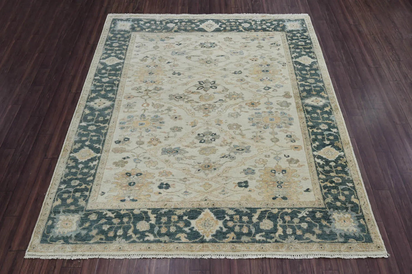 Multi Size Beige Turkish Oushak Wool Hand Knotted Traditional Elegance Oriental Rug